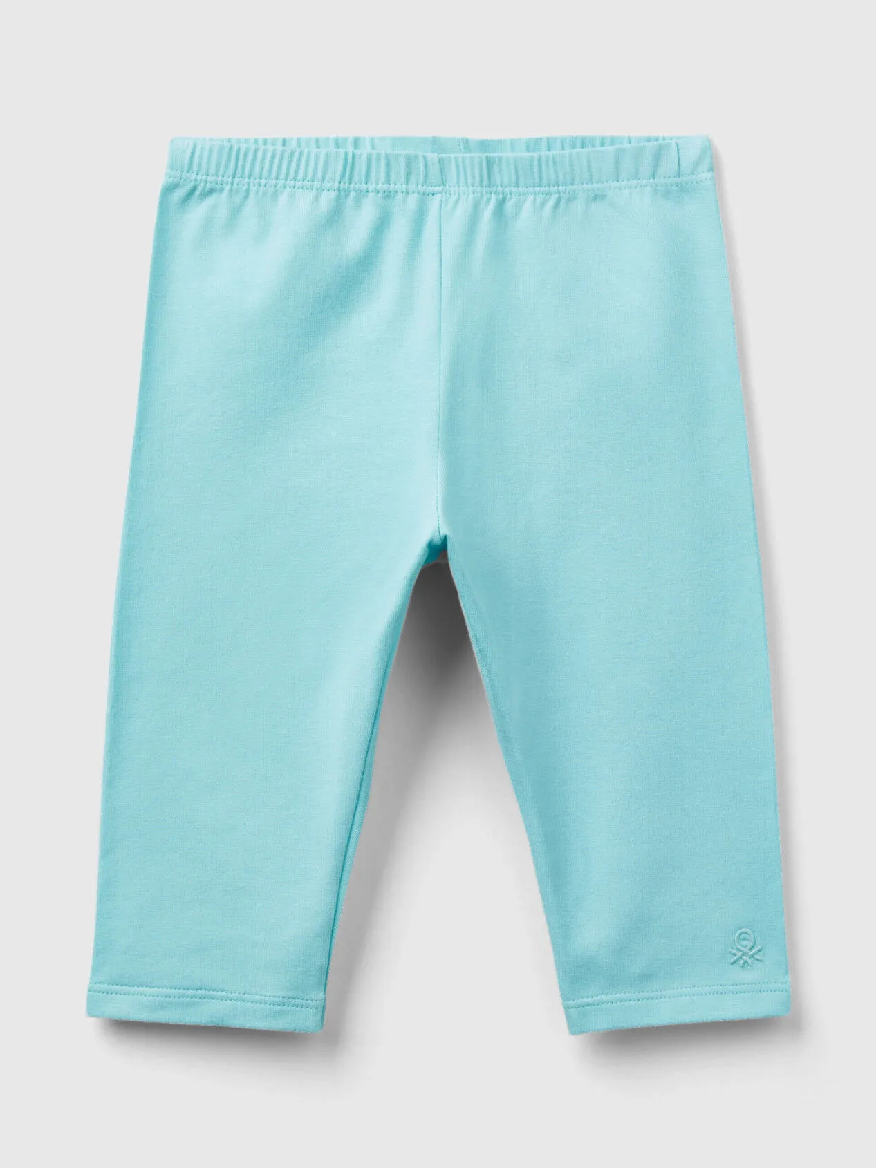 3/4 leggings in stretch cotton - Aqua | Benetton