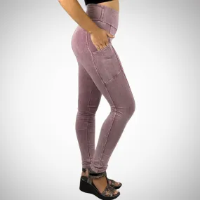 A Perfect Fit Mineral Washed Pocket Leggings Made in USA