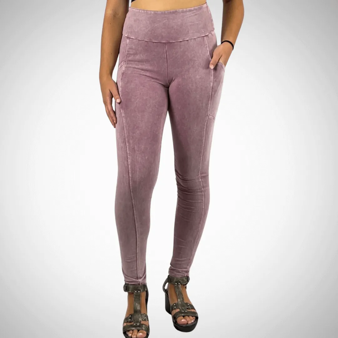 A Perfect Fit Mineral Washed Pocket Leggings Made in USA