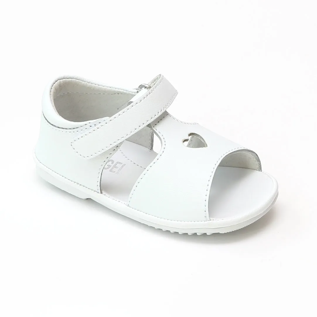 Angel Baby Girls Betsy Open Heart Leather Sandals