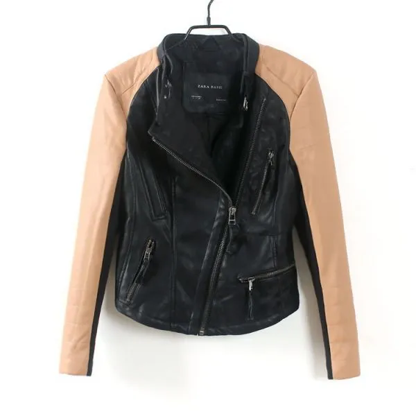 Bicolor Perfecto Leather Jacket for women motorcycle Vest