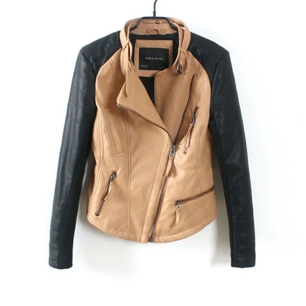 Bicolor Perfecto Leather Jacket for women motorcycle Vest