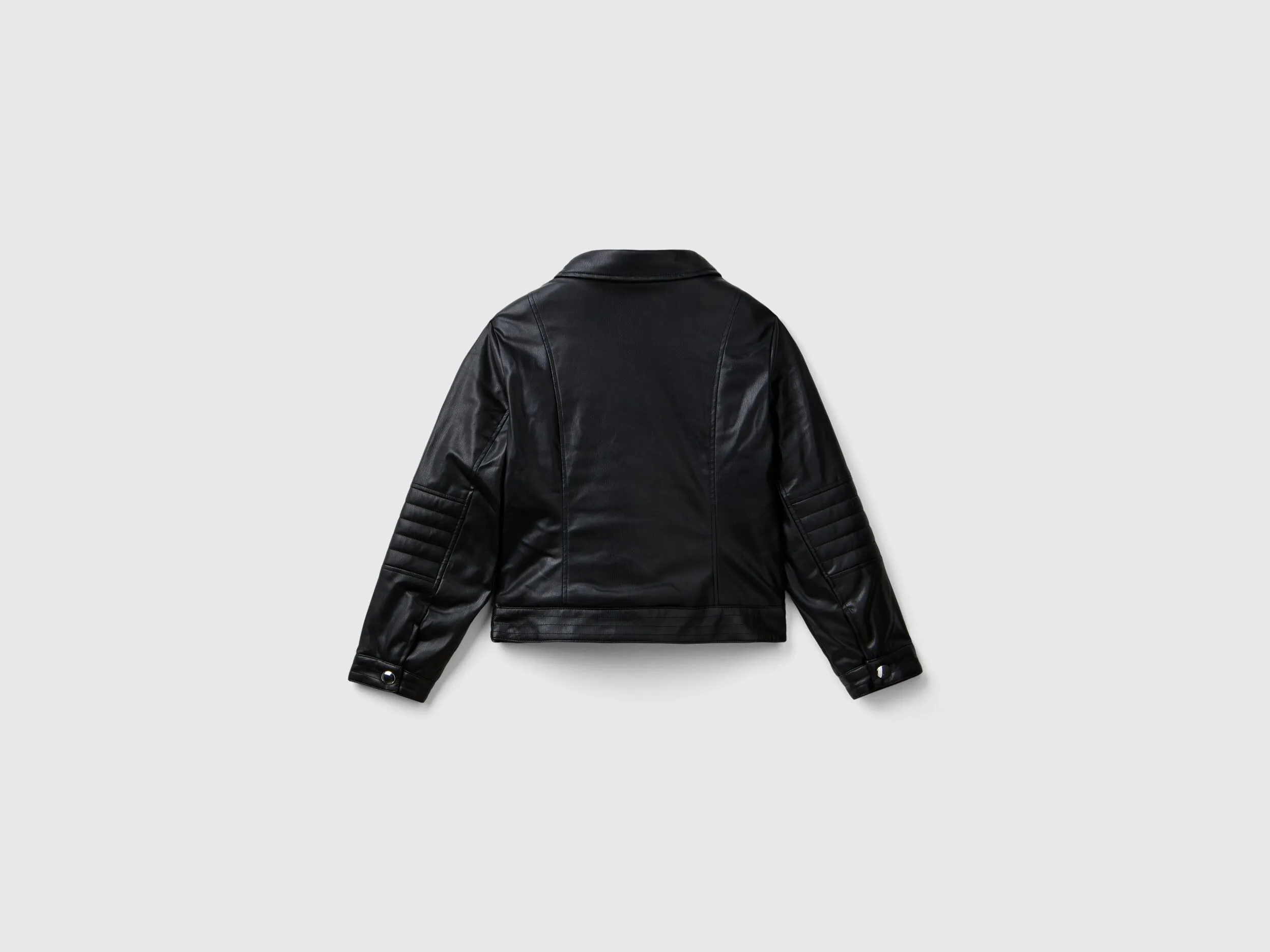 Biker jacket in imitation leather - Black | Benetton