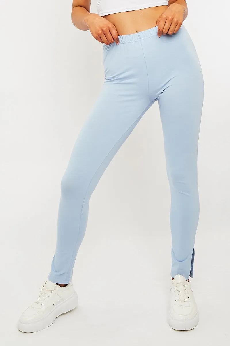 Blue Side Split Leggings - Oliviah