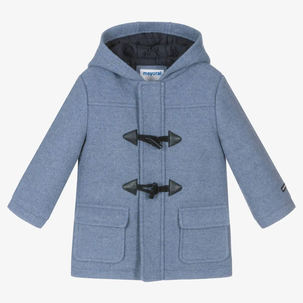 Boys Blue Hooded Duffle Coat