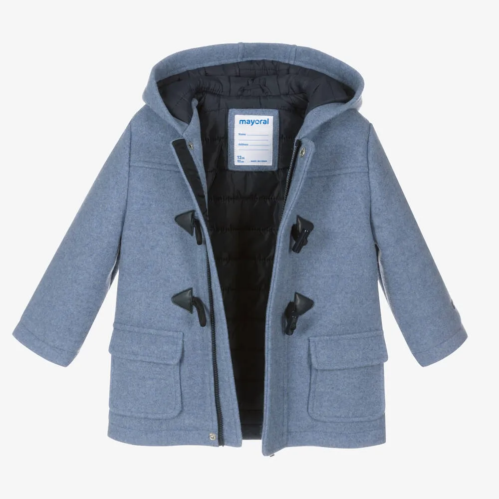 Boys Blue Hooded Duffle Coat