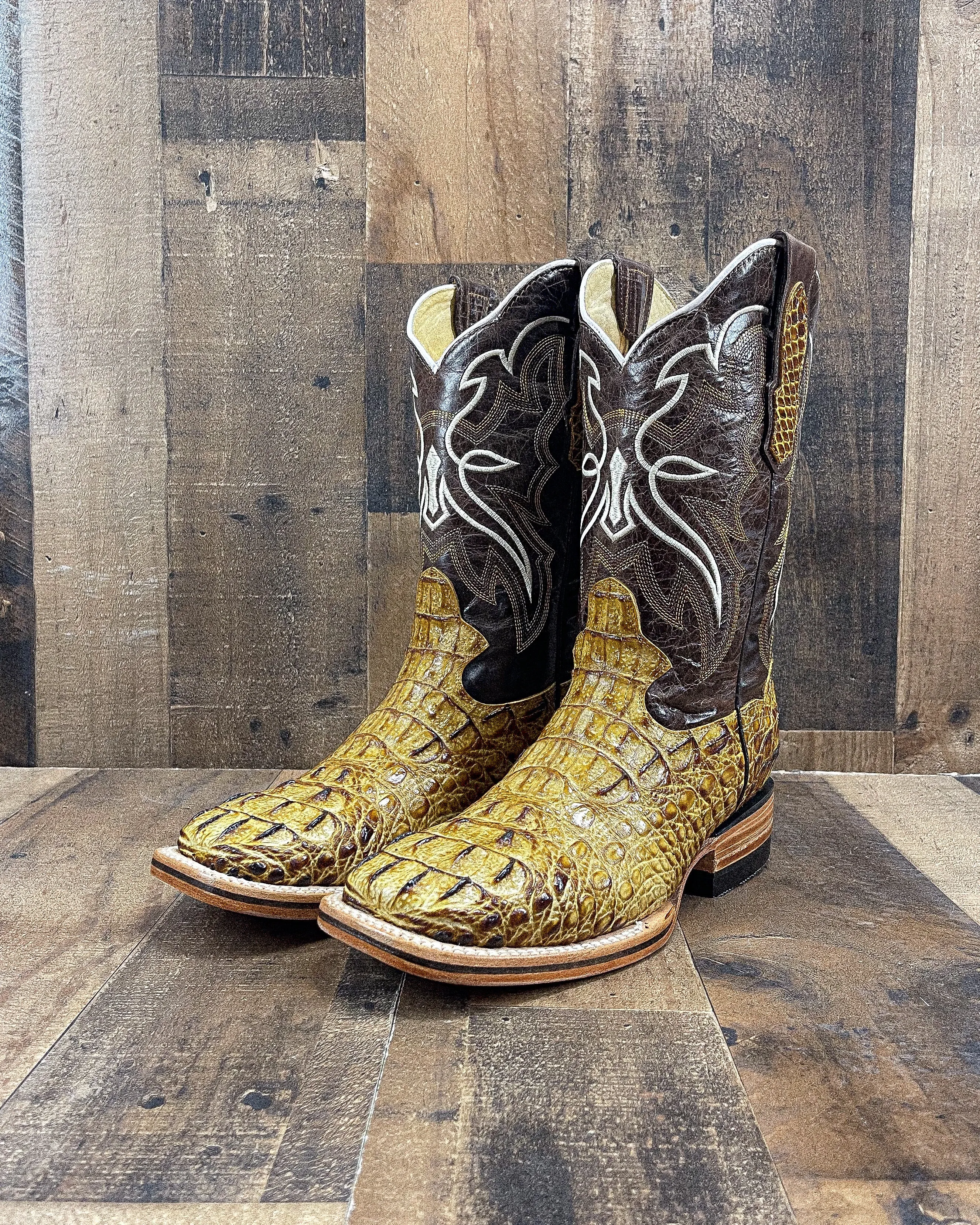 CAIMAN NECK HONEY | MEN SQUARE TOE COWBOY BOOTS