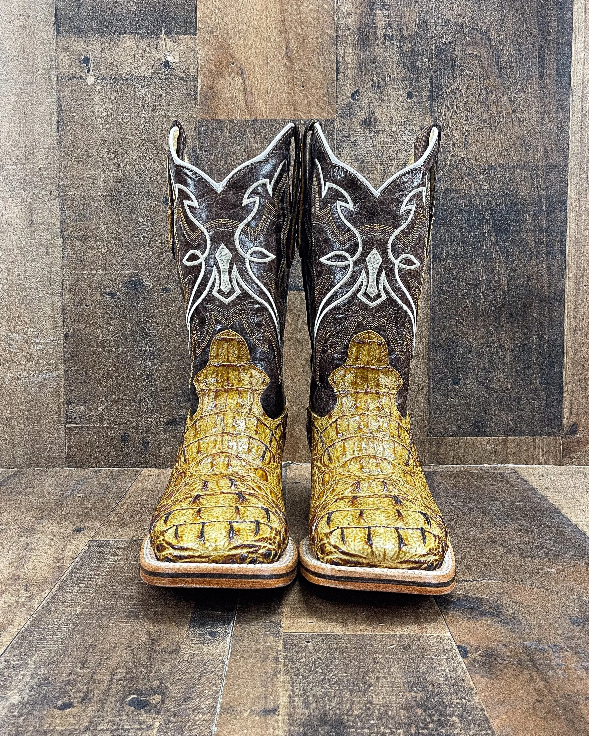 CAIMAN NECK HONEY | MEN SQUARE TOE COWBOY BOOTS