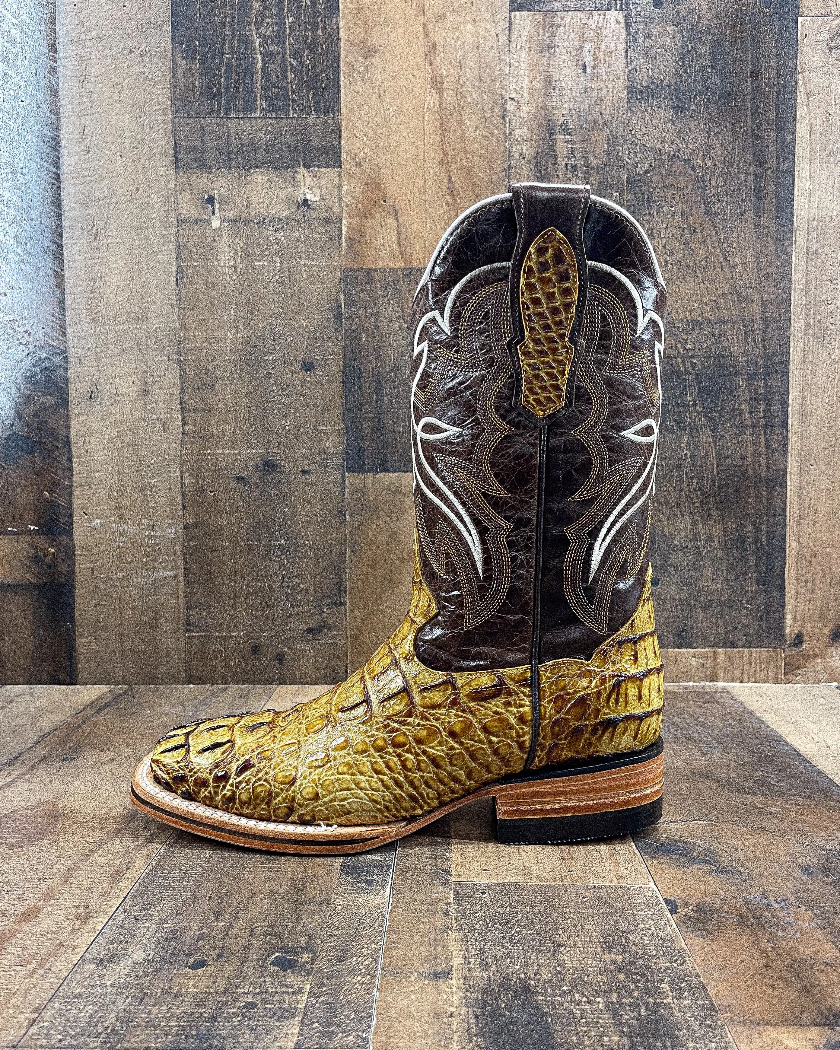 CAIMAN NECK HONEY | MEN SQUARE TOE COWBOY BOOTS