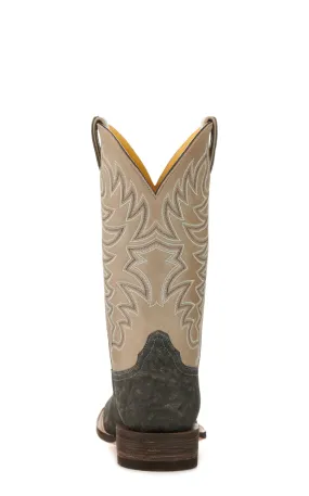 Cavender's Men's Endurance Grey and Dark Grey Elephant Wide Square Toe Exotic Cowboy Boots