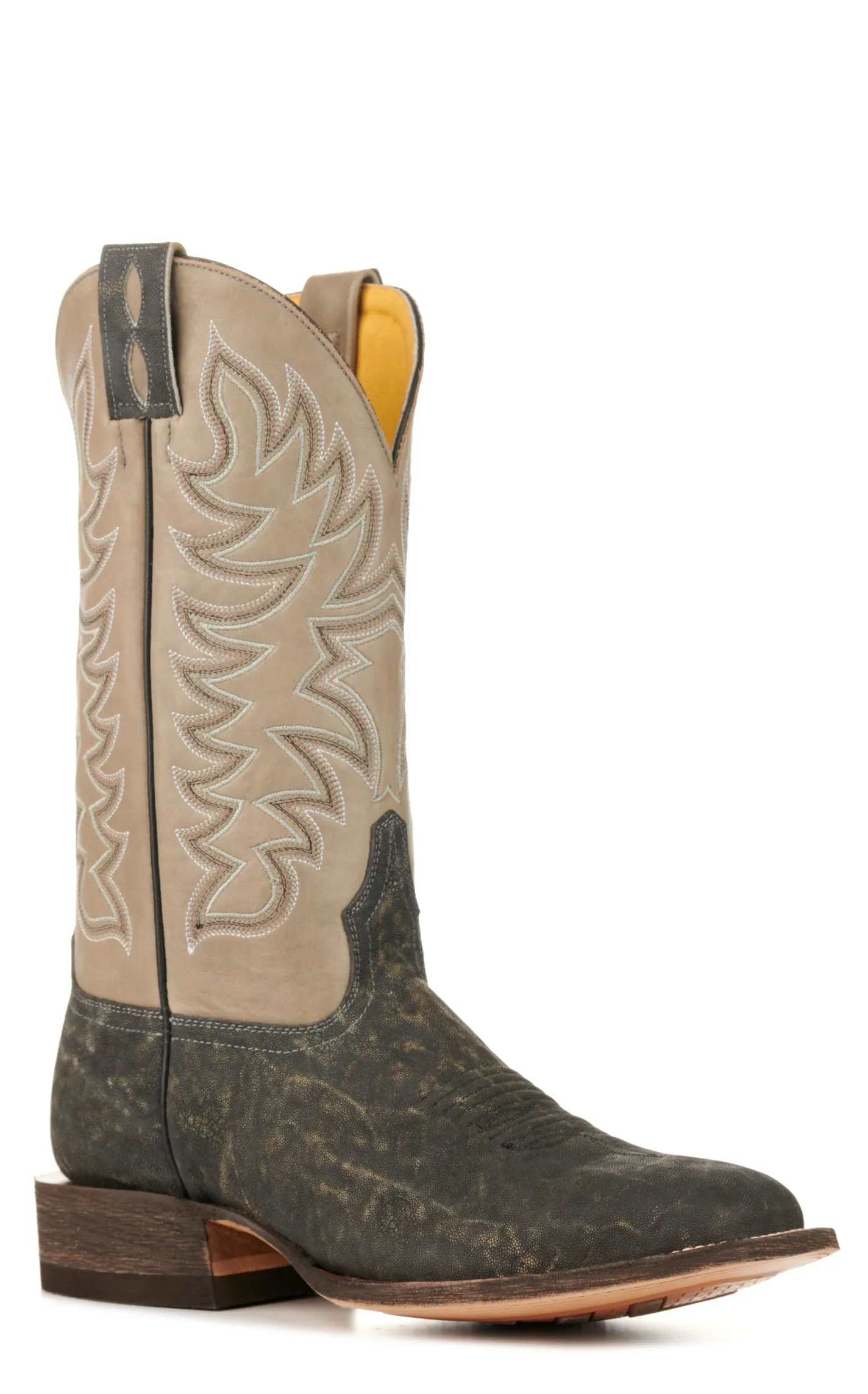 Cavender's Men's Endurance Grey and Dark Grey Elephant Wide Square Toe Exotic Cowboy Boots