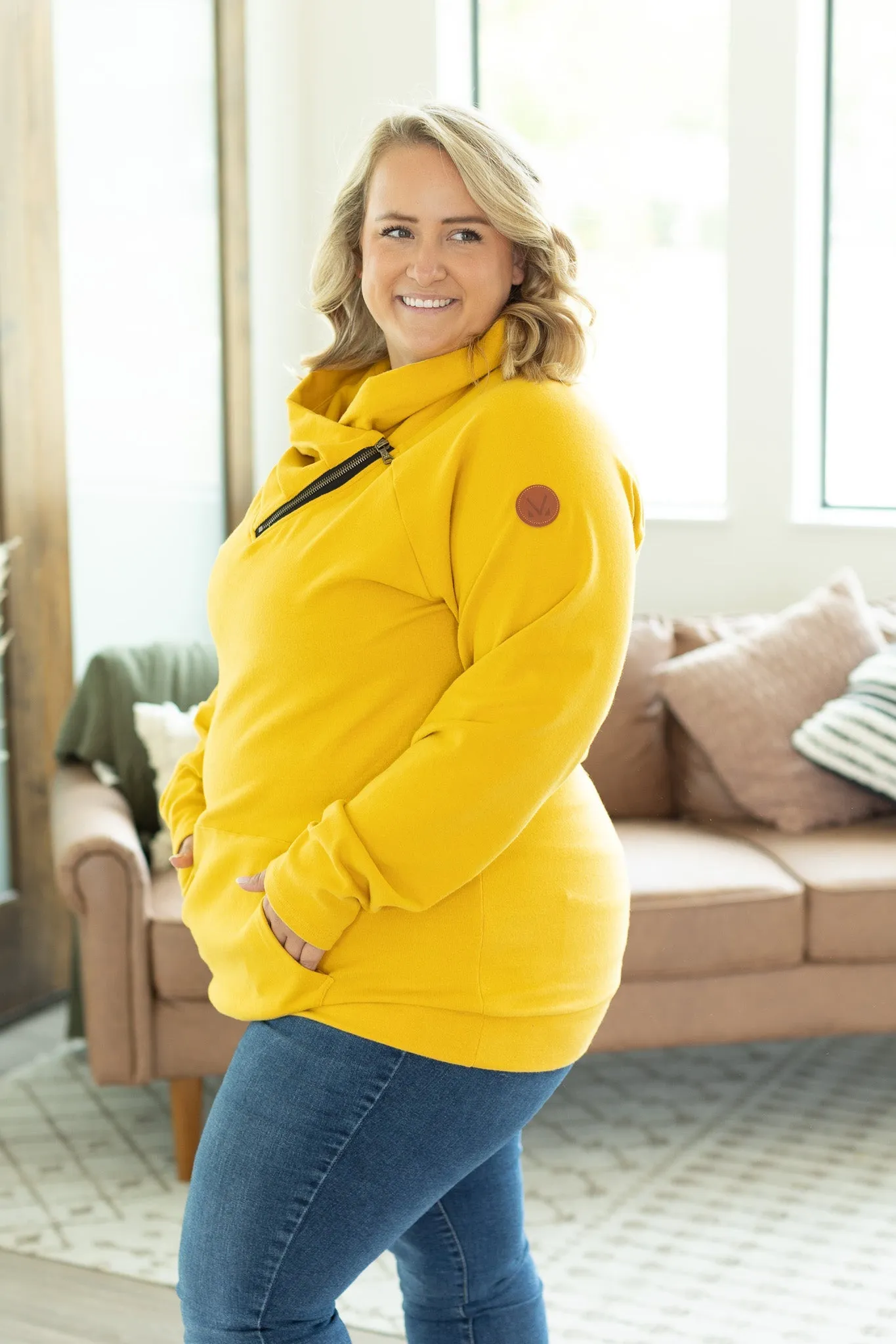 Classic Zoey ZipCowl Sweatshirt - Mustard