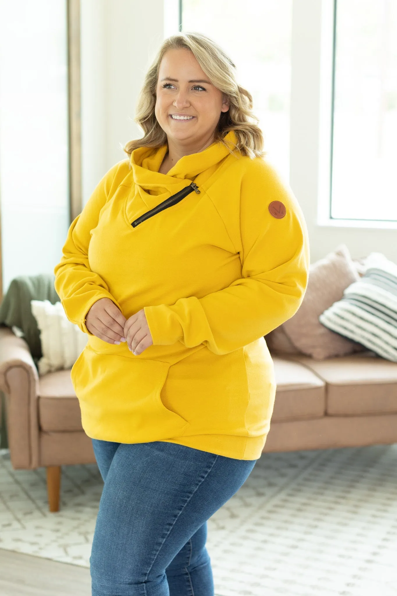 Classic Zoey ZipCowl Sweatshirt - Mustard