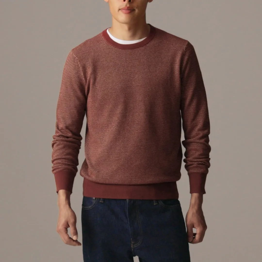 Cotton piqué-stitch crewneck sweater