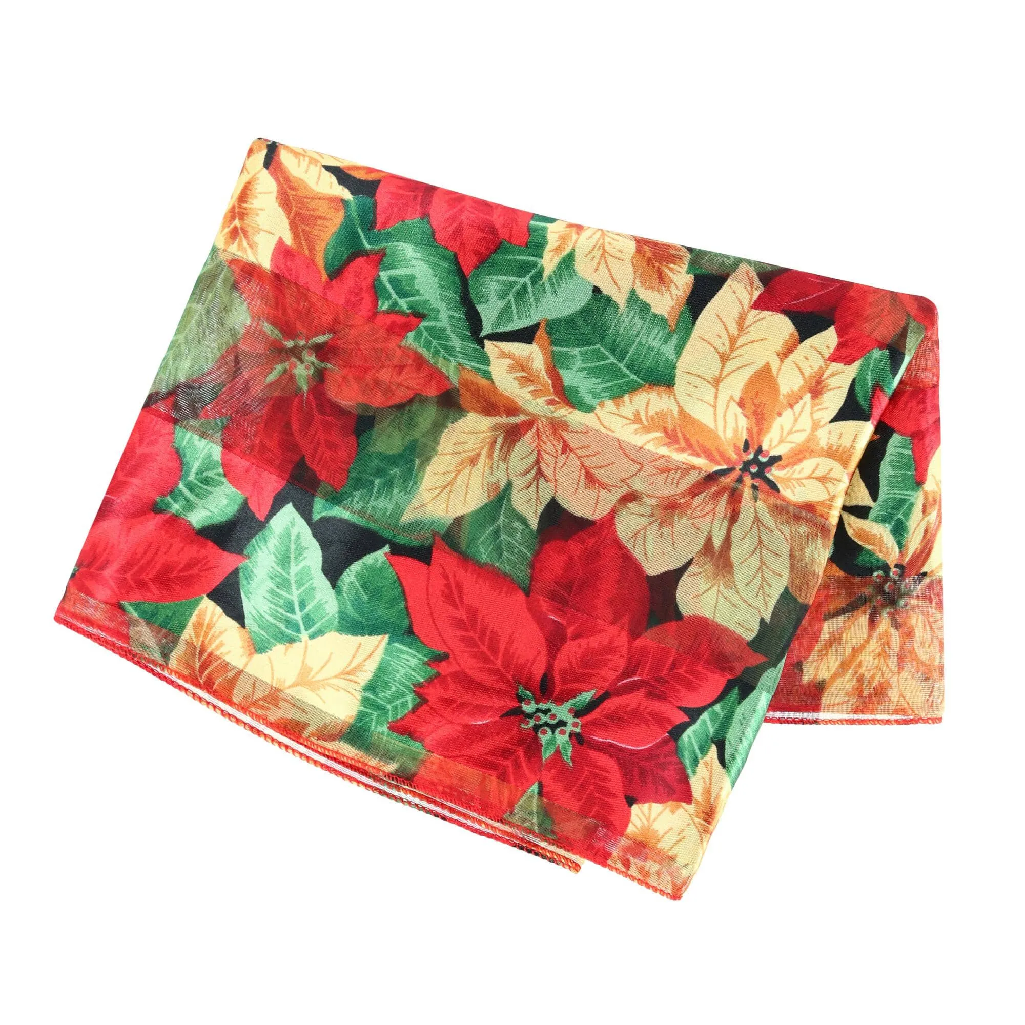 CTM Women's Holiday Poinsettia Print Lightweight Scarf