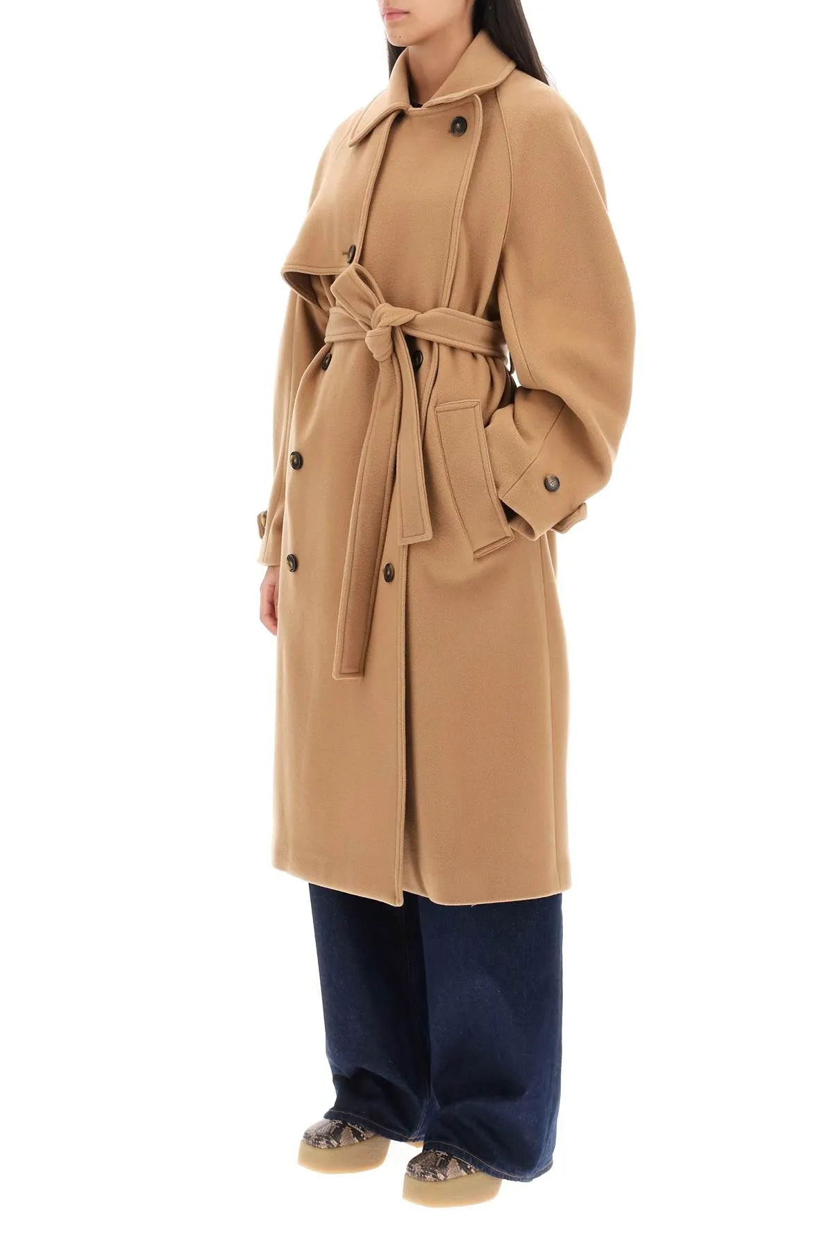 Double Breasted Wool Trench Coat