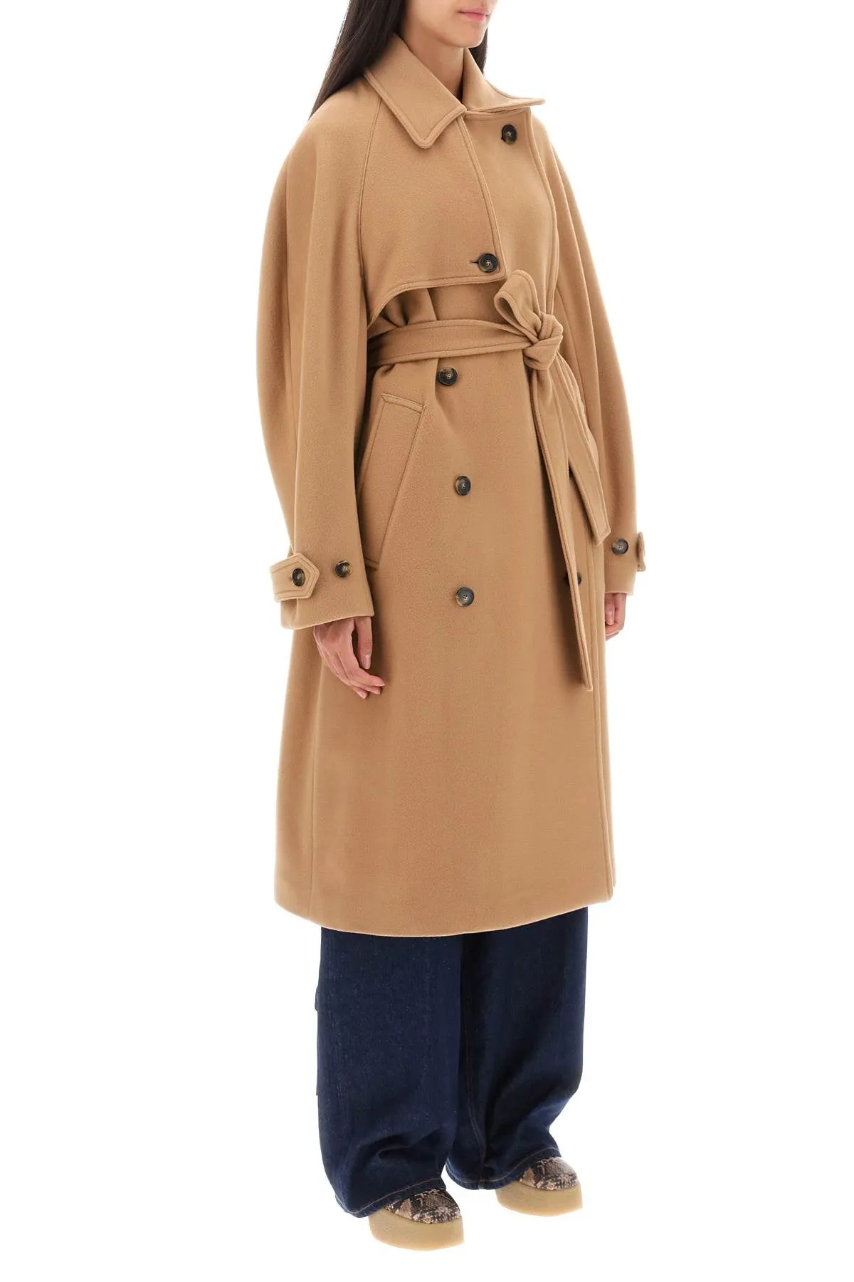 Double Breasted Wool Trench Coat