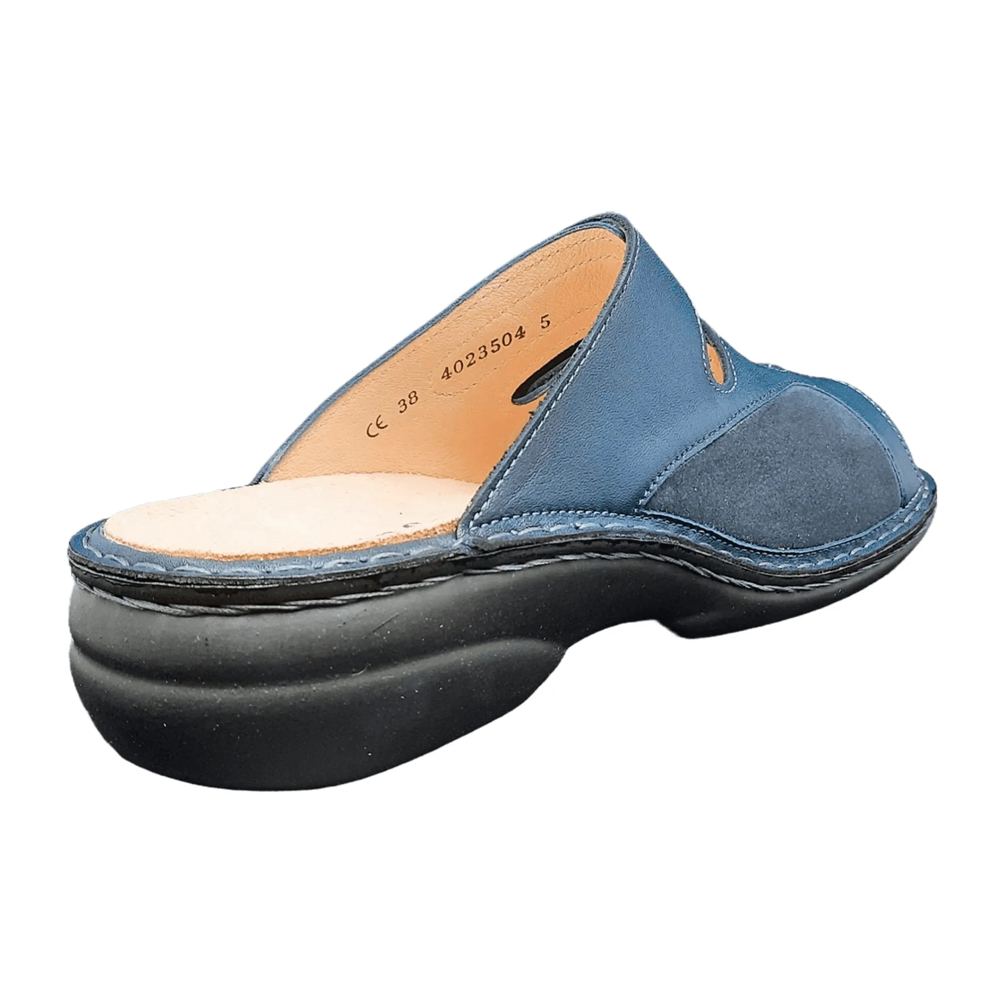 Finn Comfort Cisano Women's Slide Sandals - Blue | Comfortable Leather Sandals for Summer & Orthopedic Support