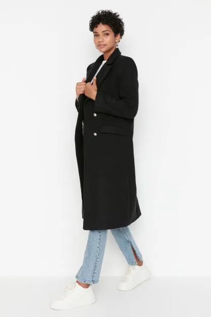 Fitted Belted Buttoned Long Coat