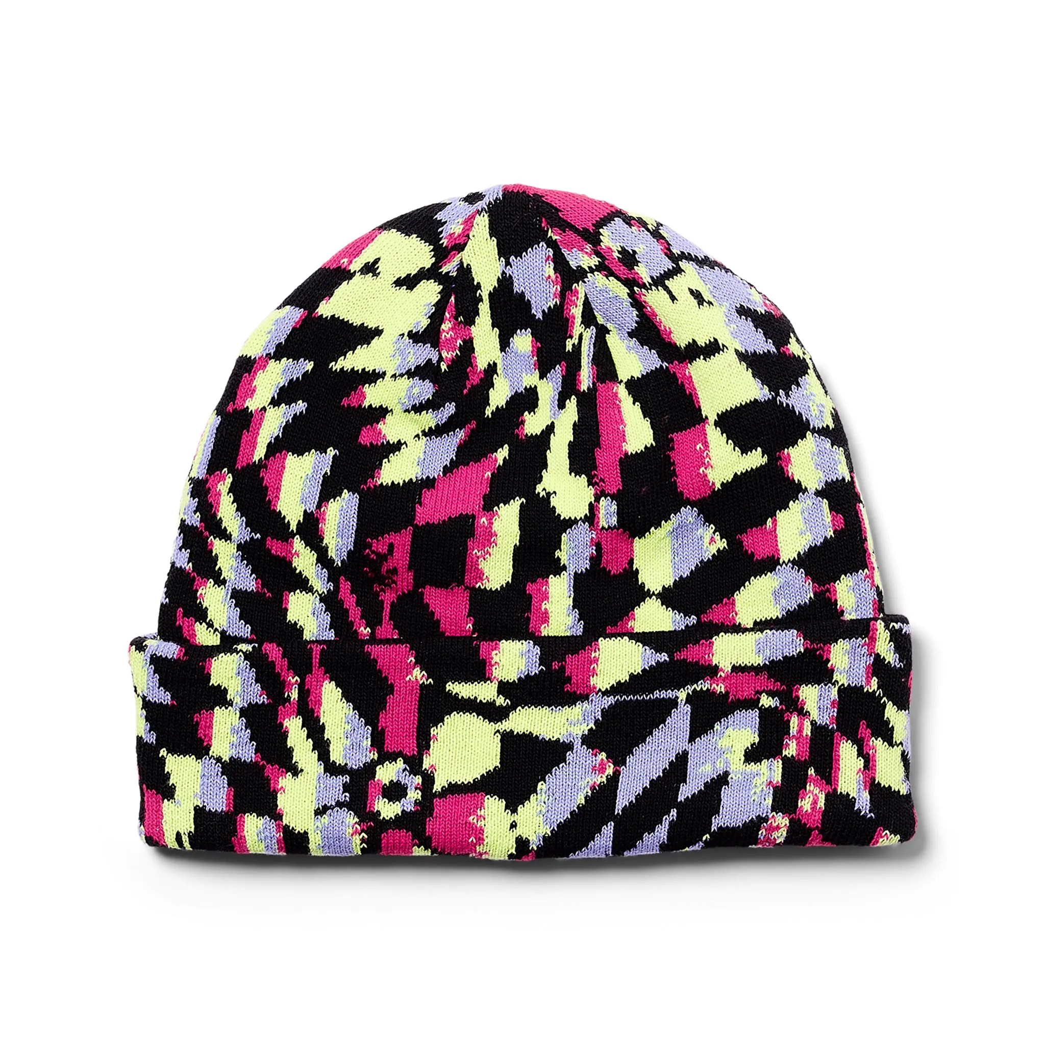 Girls Check Floral Beanie - Multi