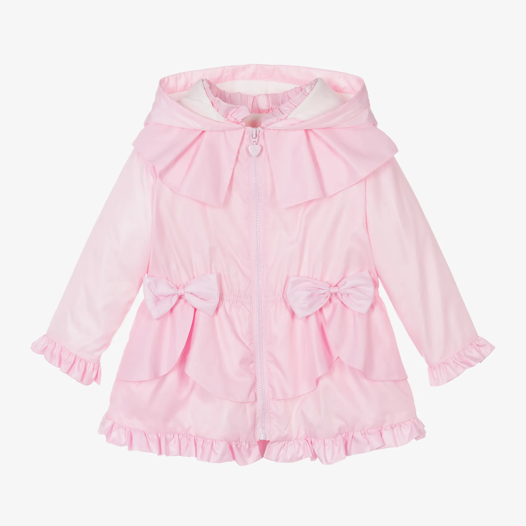 Girls Pink Bow Hooded Coat