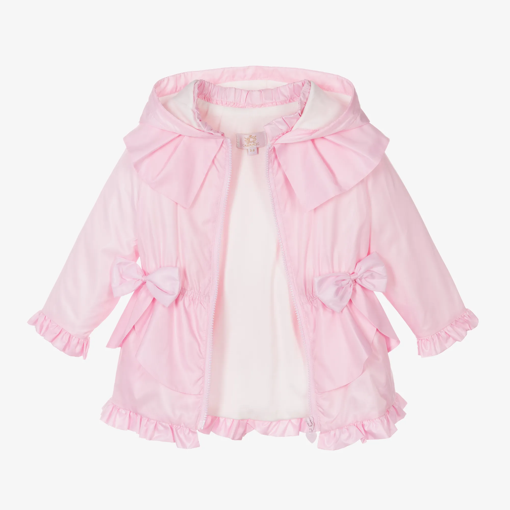 Girls Pink Bow Hooded Coat