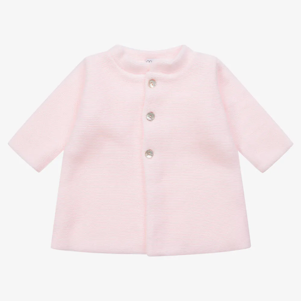 Girls Pink Knitted Pram Coat