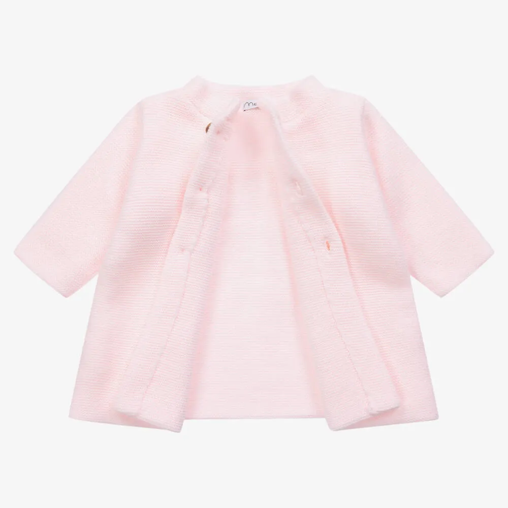 Girls Pink Knitted Pram Coat