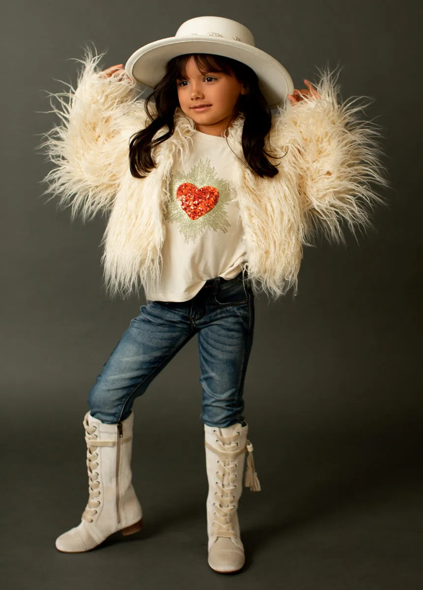 Goldie Fur Coat in Cream