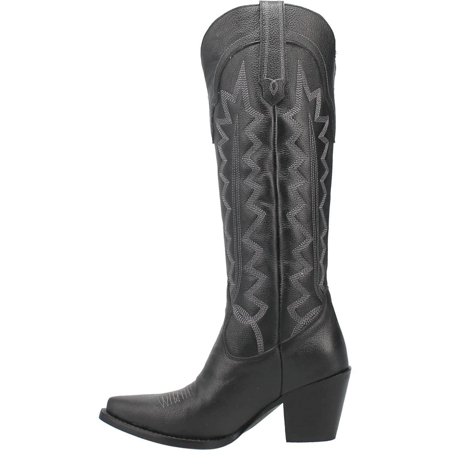 High Cotton Embroidered Black Leather Knee High Boots (DS)