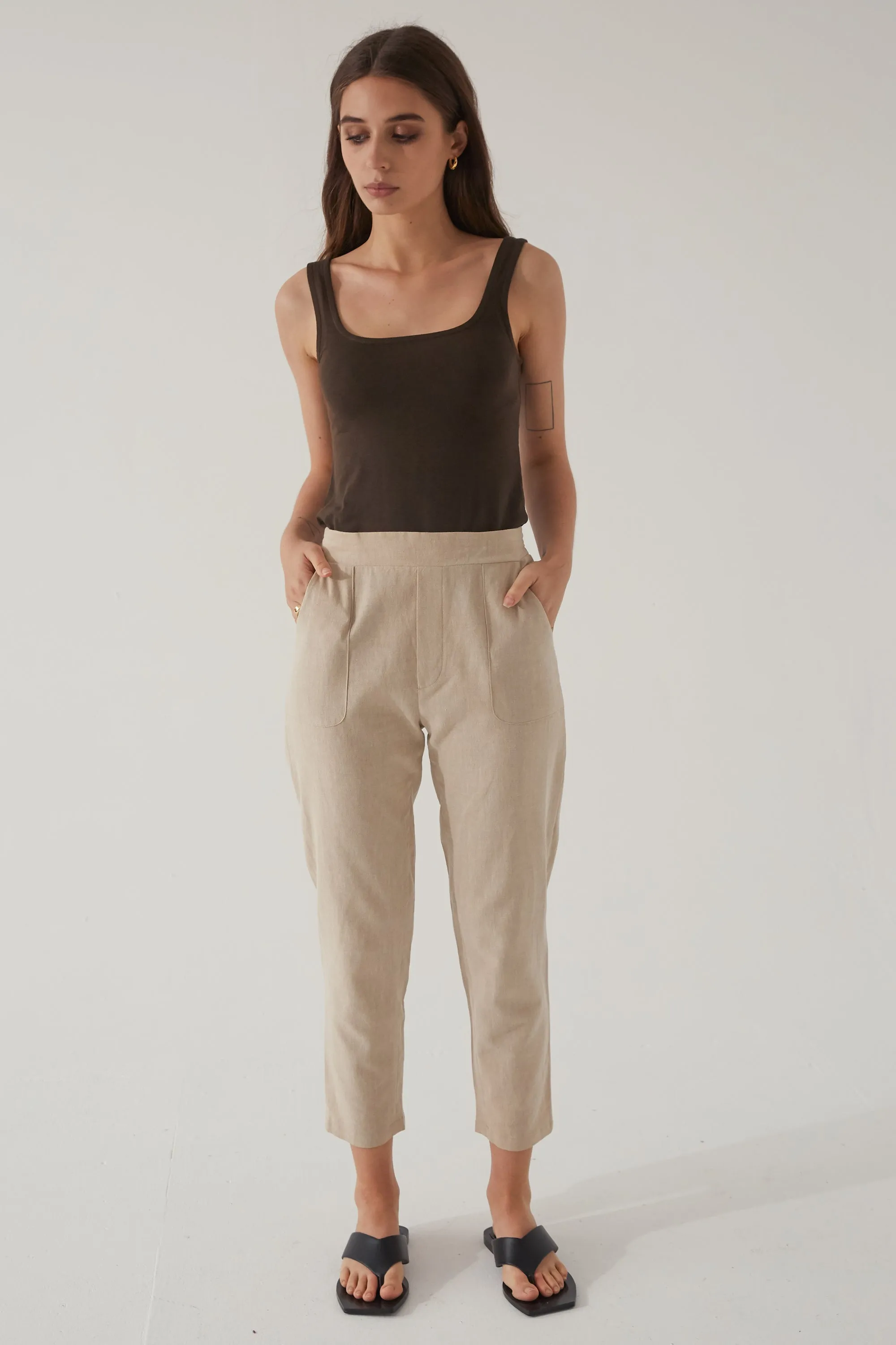 High Waisted Linen Pant