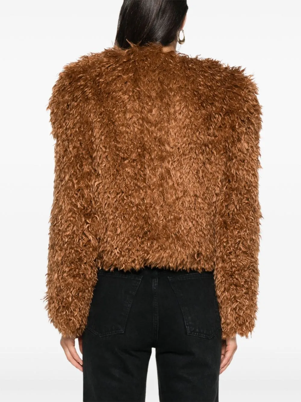 ISABEL MARANT Chic Brown Faux Fur Short Jacket