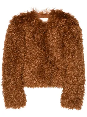 ISABEL MARANT Chic Brown Faux Fur Short Jacket