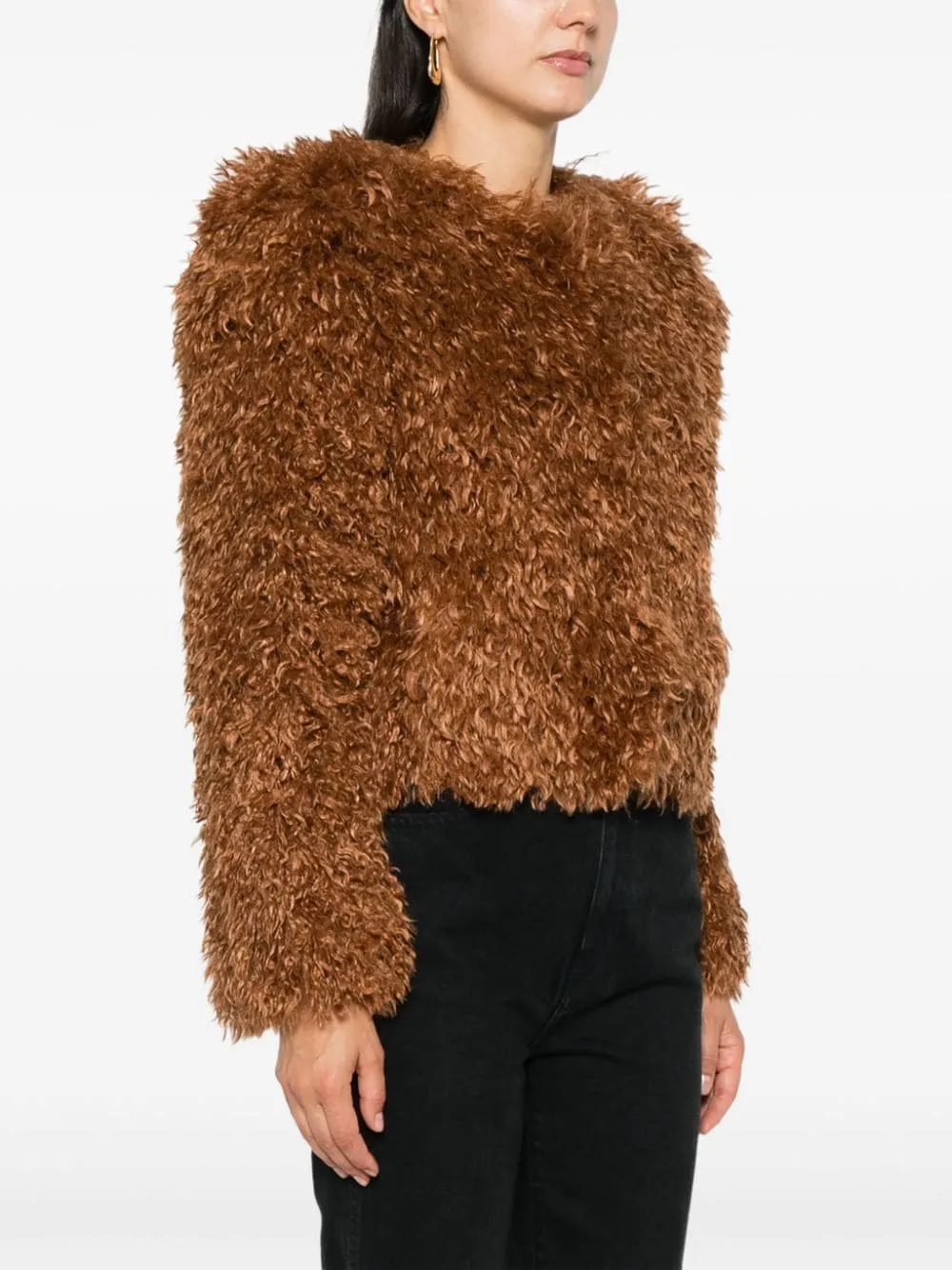 ISABEL MARANT Chic Brown Faux Fur Short Jacket