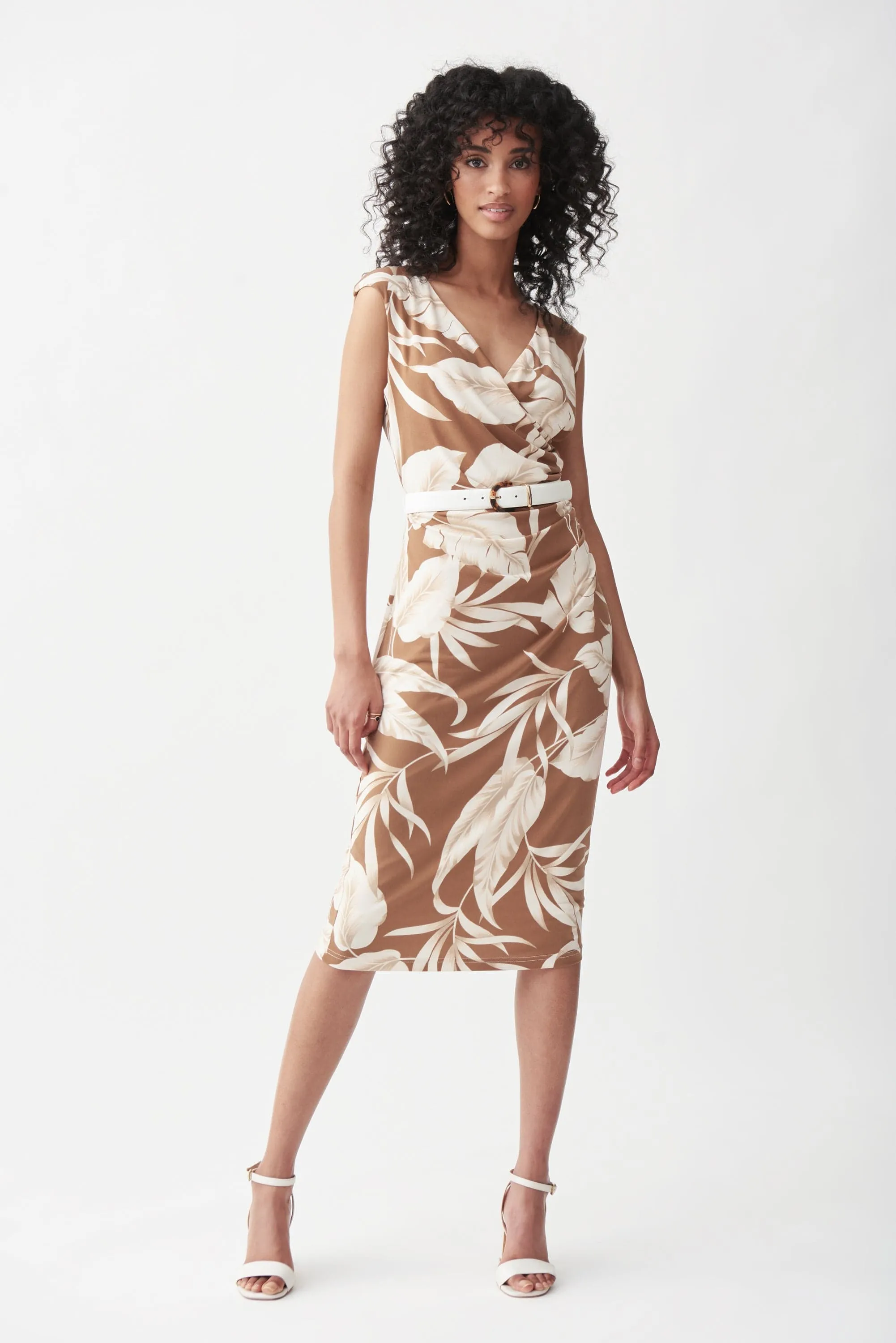 Joseph Ribkoff Palm Leaf Wrap-Style Dress - 221036