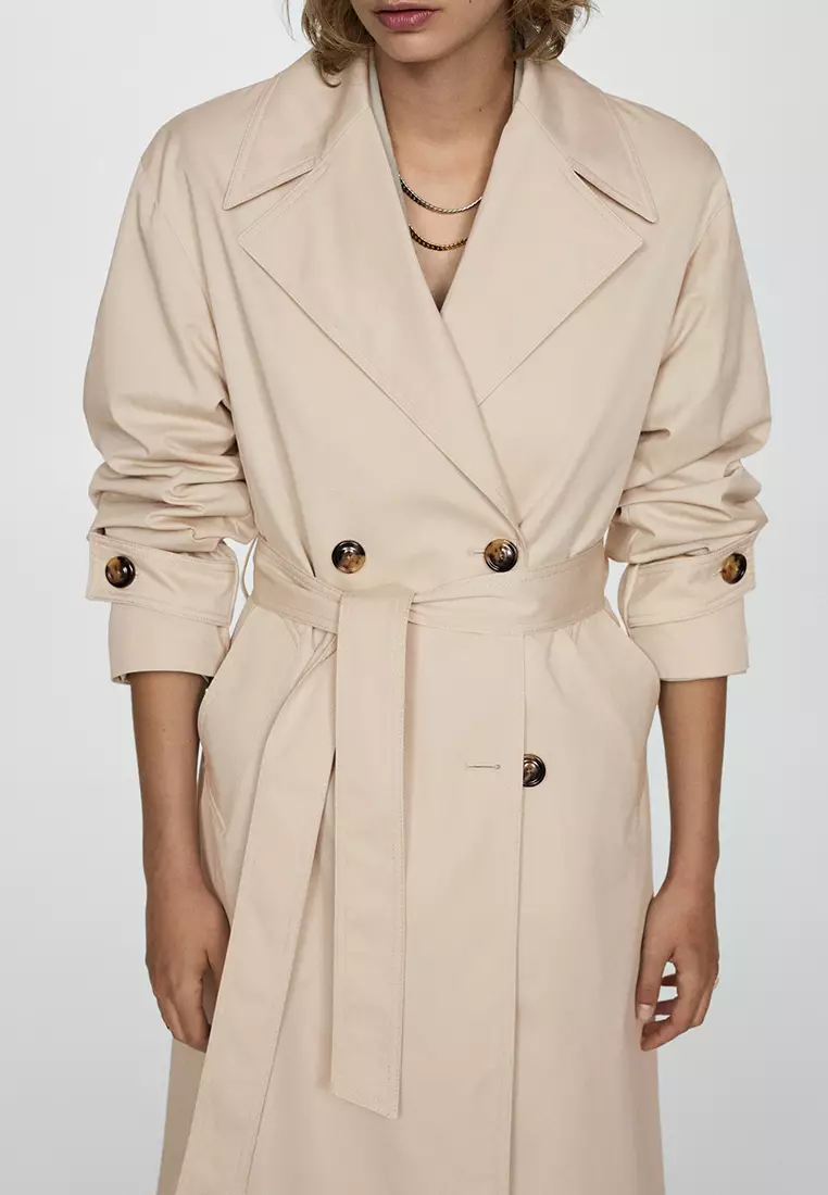 Mango Double-Button Trench Coat