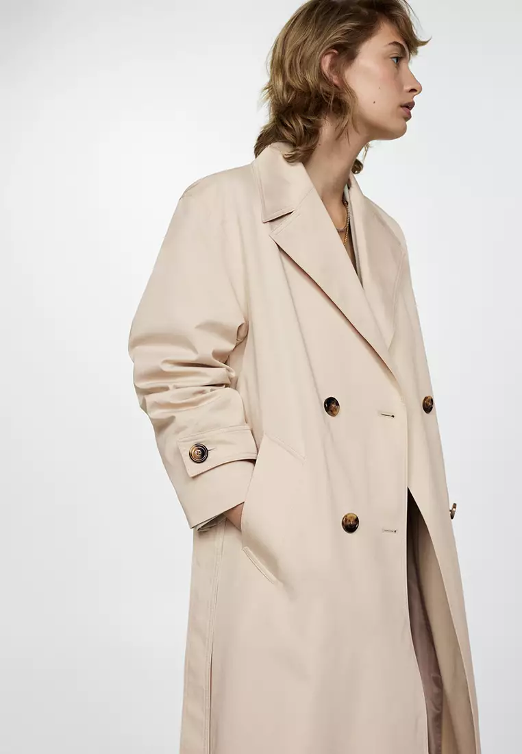 Mango Double-Button Trench Coat