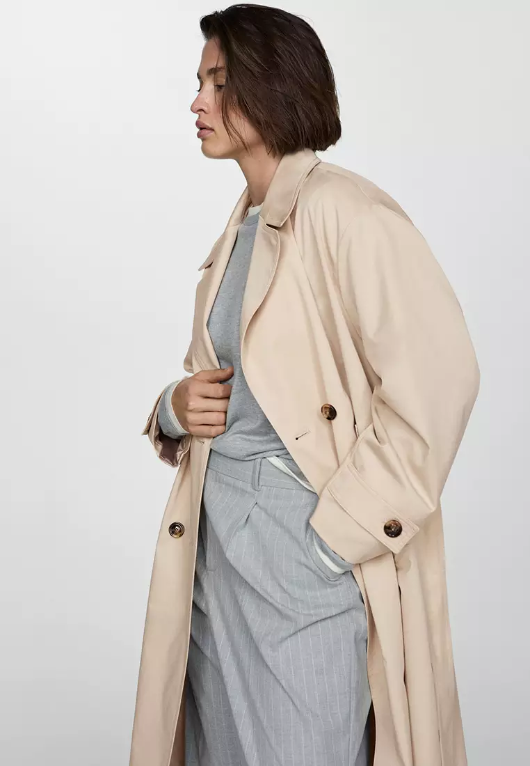 Mango Double-Button Trench Coat