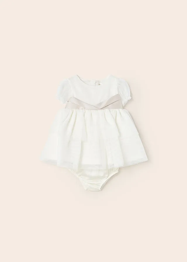 Mayoral Tulle dress for newborn girl - Natural