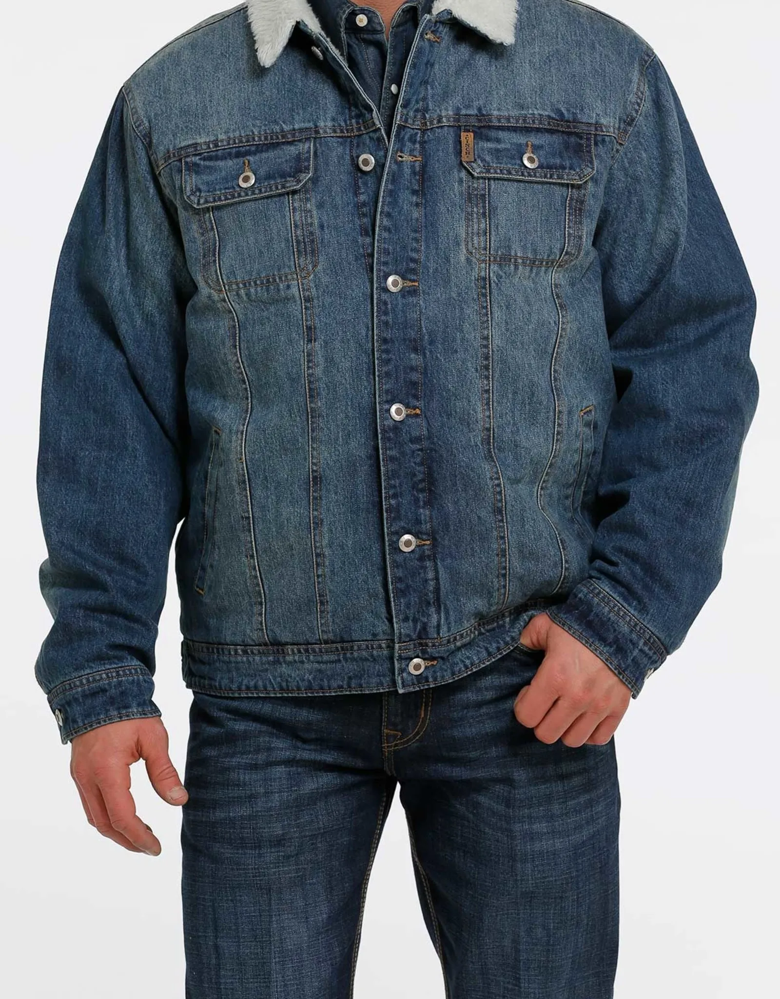 Mens Cinch Concealed Carry Denim Sherpa Fleece Denim Jacket