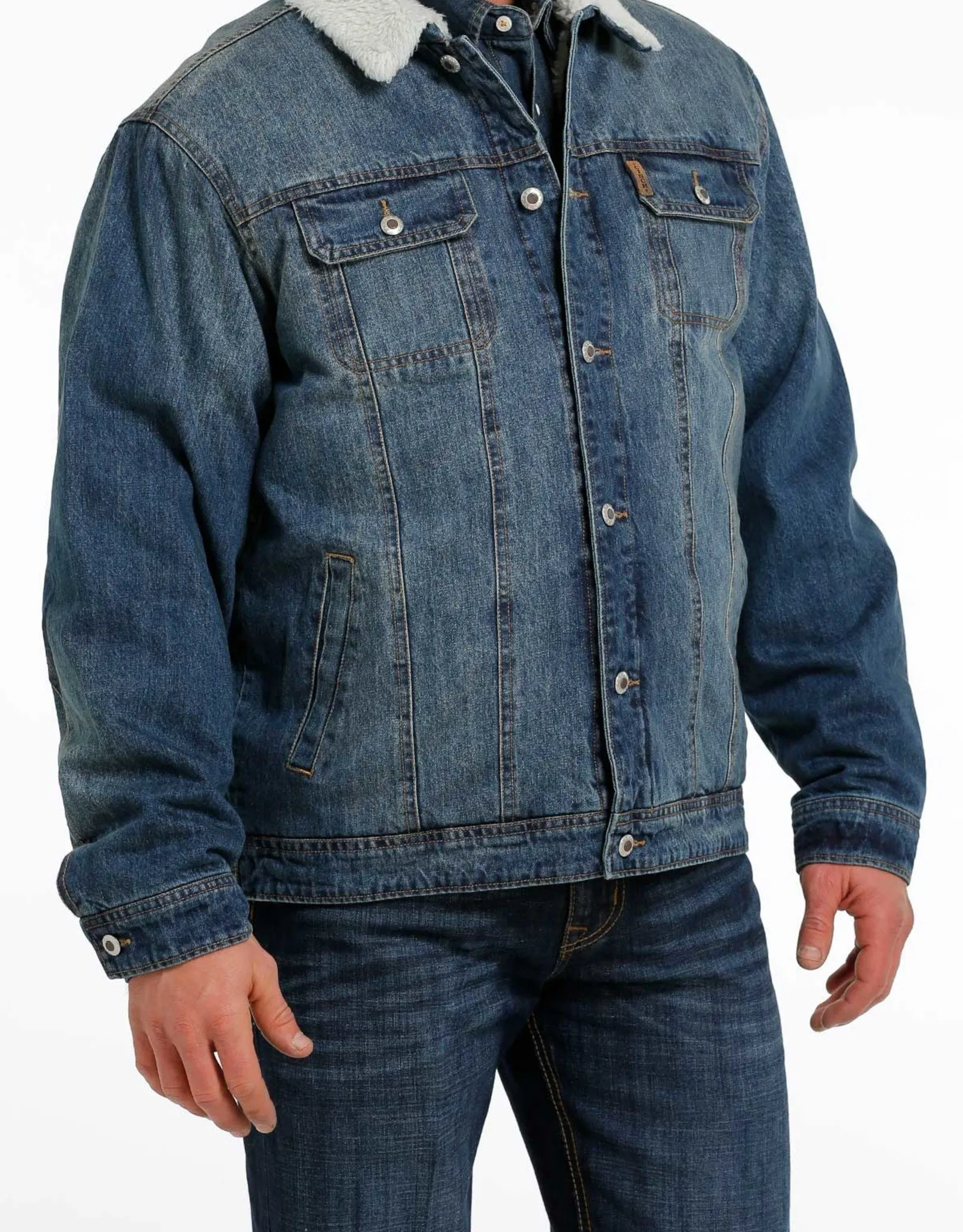 Mens Cinch Concealed Carry Denim Sherpa Fleece Denim Jacket