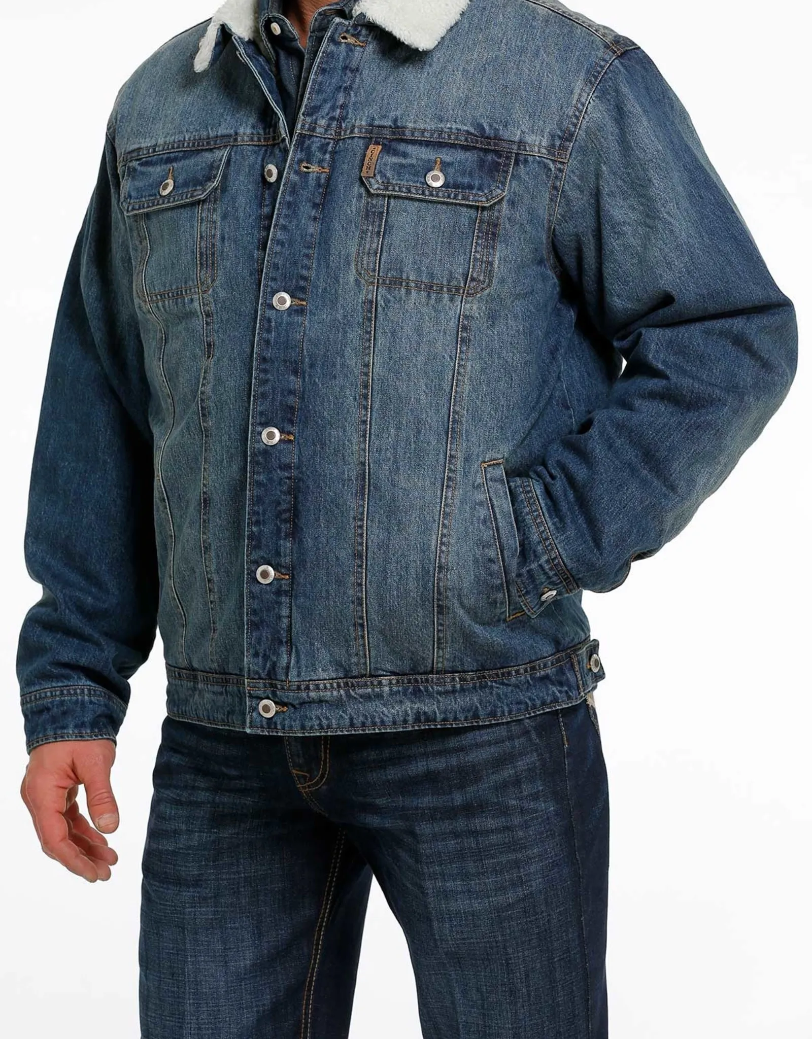 Mens Cinch Concealed Carry Denim Sherpa Fleece Denim Jacket