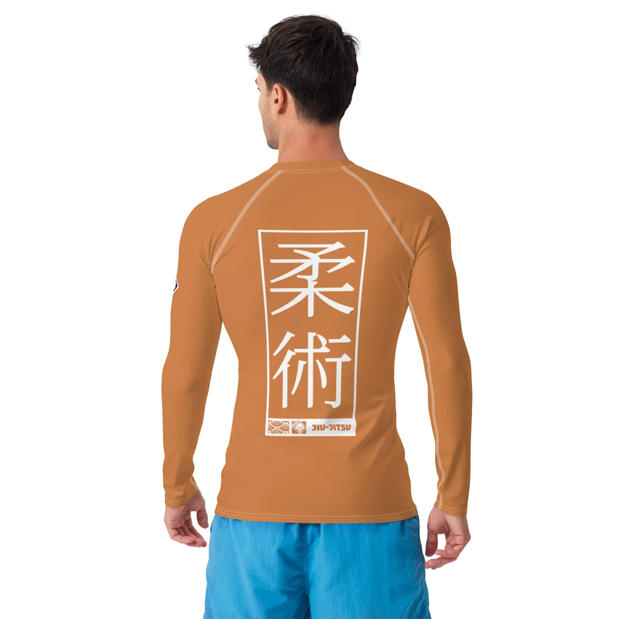 Mens Long Sleeve BJJ Rash Guard - Jiu-Jitsu 027 - Raw Sienna