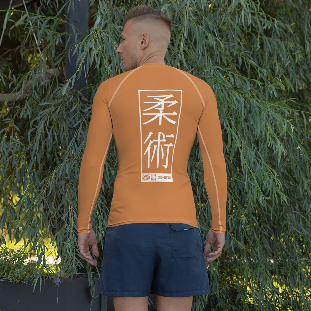 Mens Long Sleeve BJJ Rash Guard - Jiu-Jitsu 027 - Raw Sienna