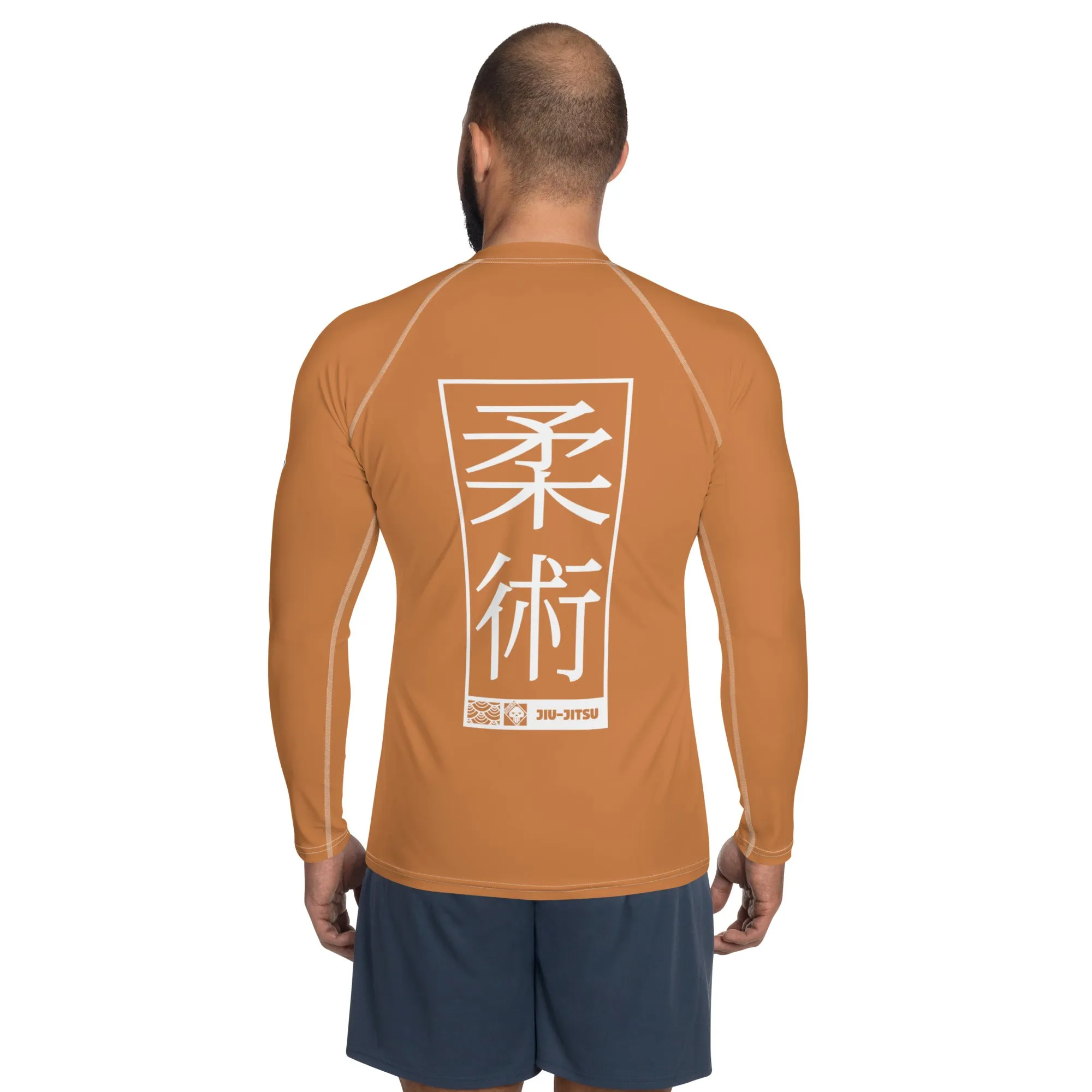 Mens Long Sleeve BJJ Rash Guard - Jiu-Jitsu 027 - Raw Sienna