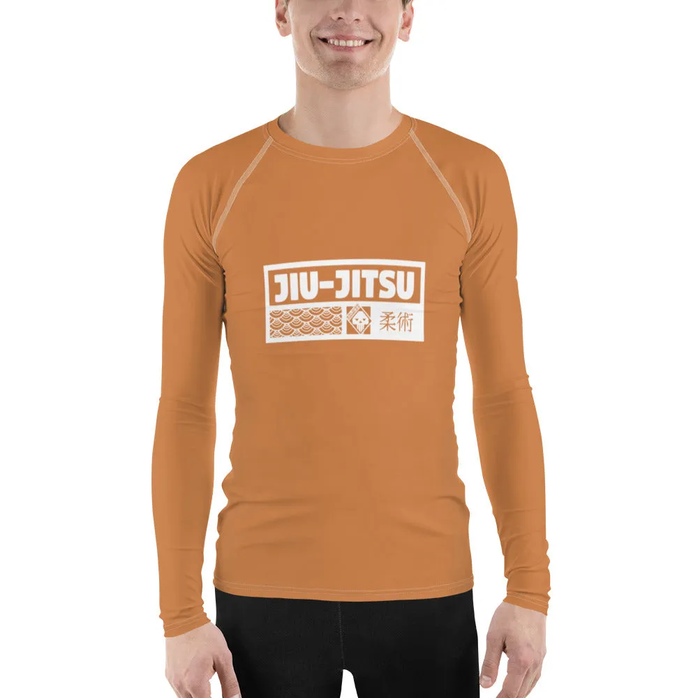 Mens Long Sleeve BJJ Rash Guard - Jiu-Jitsu 027 - Raw Sienna