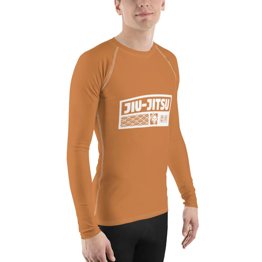 Mens Long Sleeve BJJ Rash Guard - Jiu-Jitsu 027 - Raw Sienna