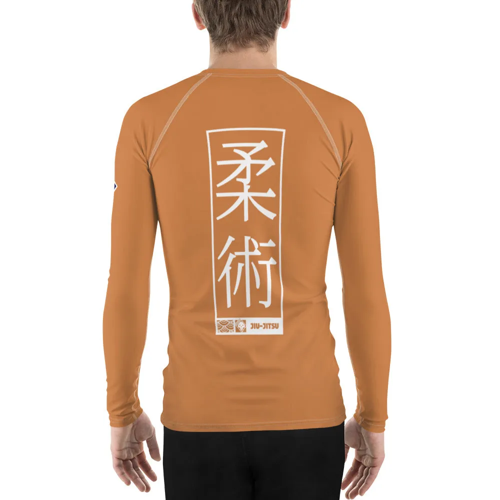 Mens Long Sleeve BJJ Rash Guard - Jiu-Jitsu 027 - Raw Sienna