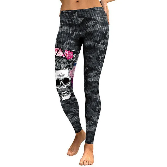 New Arrival Leggings Women Skull Head 3D Printed Camouflage Legging Workout Leggins Slim Elastic Plus Size Pants Legins