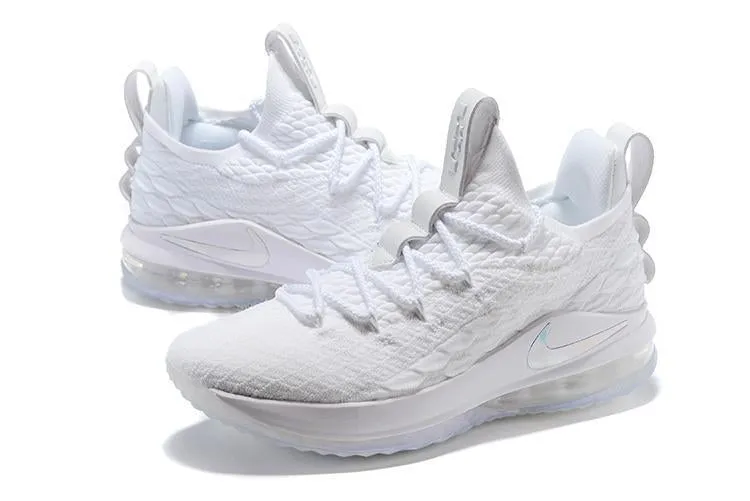 Nike Lebron XV 15 Low EP All White Men Shoes Sale Size US7,8,8.5,9,10,11,12